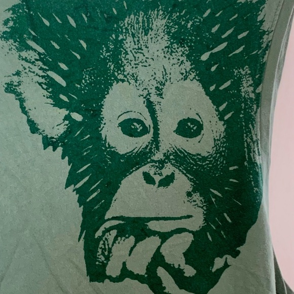 T.Rains Mens green singlet size large monkey faces chest 40” length is 28 in - Picture 7 of 8